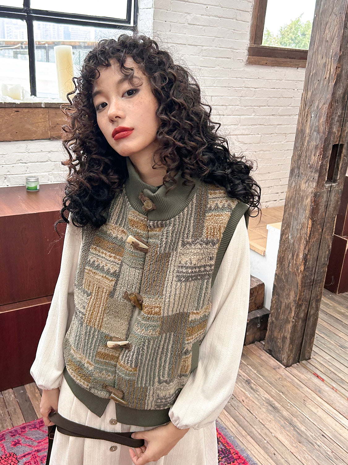 Knit Retro Patchwork Ovresize Vest