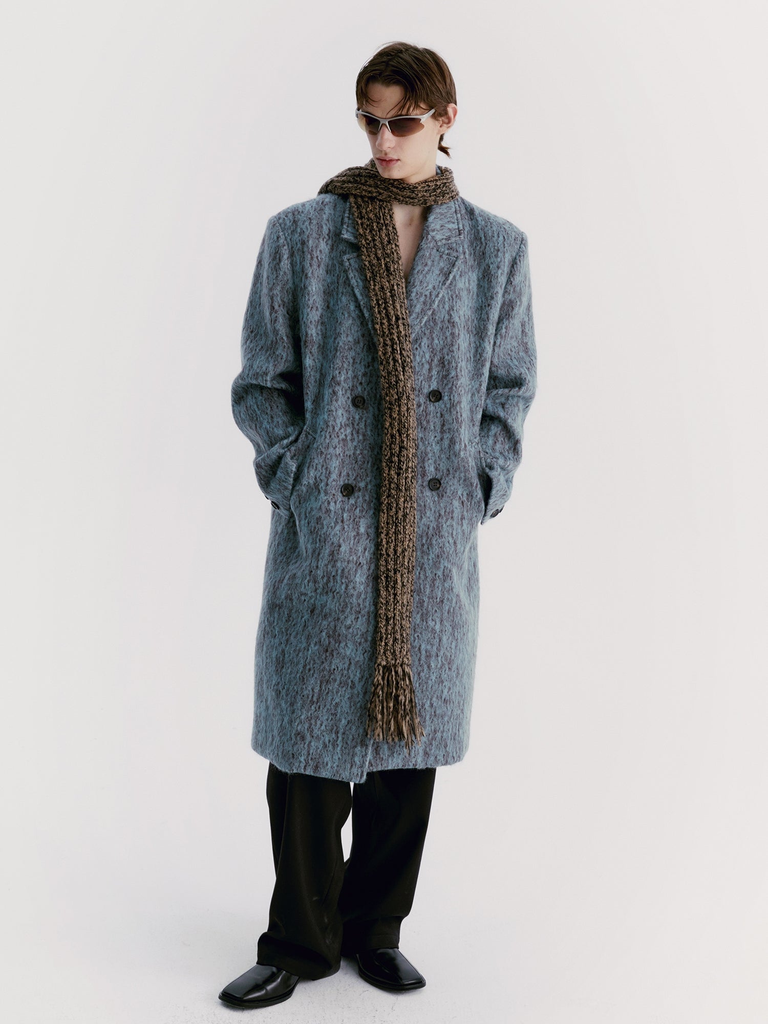 Unisex Speckled Wool Retro Ovresize Long-Coat