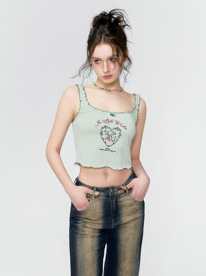 Mellow Heart Cropped Tank-Top