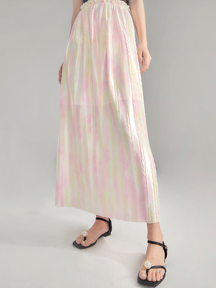 Crumping tie-dye pale-tone mince-skirt