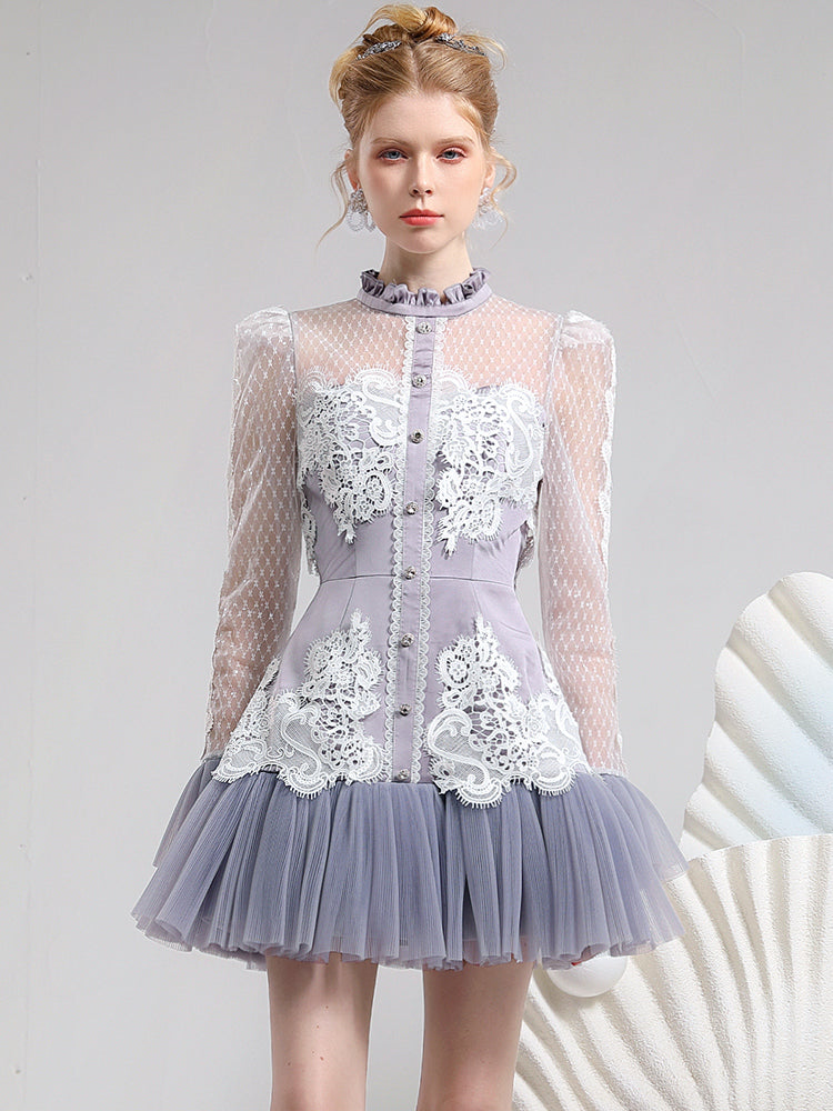 Sheer Fluffily See-through Short Lace One-piece main image 0