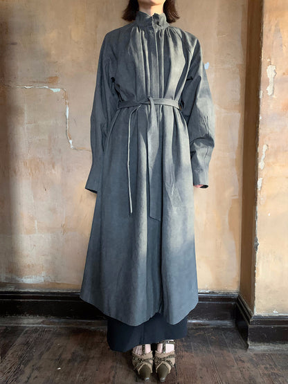 Retro Stando-Collar Chic Long-Coat