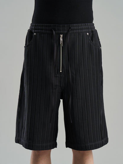 Pleats Stripe Relax Half-Ptnts