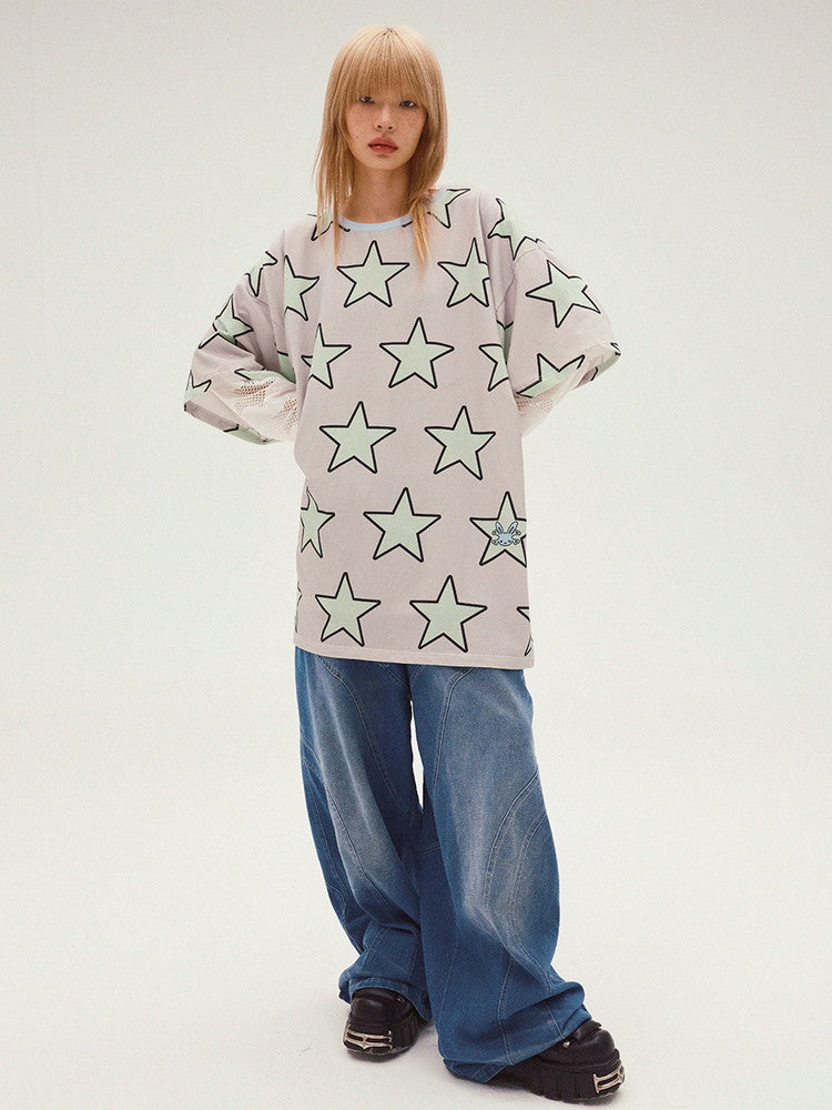 Fancy Star Casual Crew-Neck Pop T-Shirt