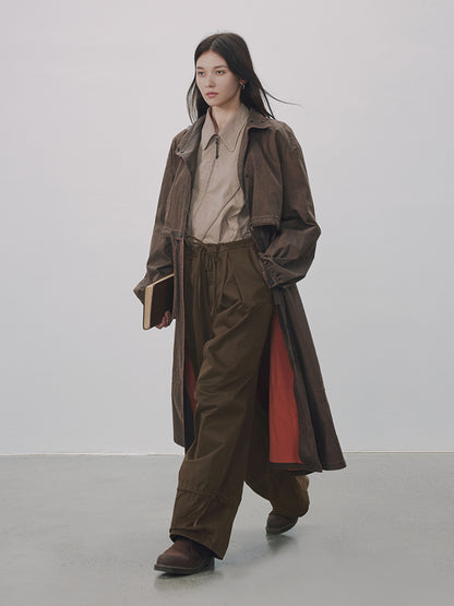 Loose Retro Long Oversize Windbreaker Long-Coat