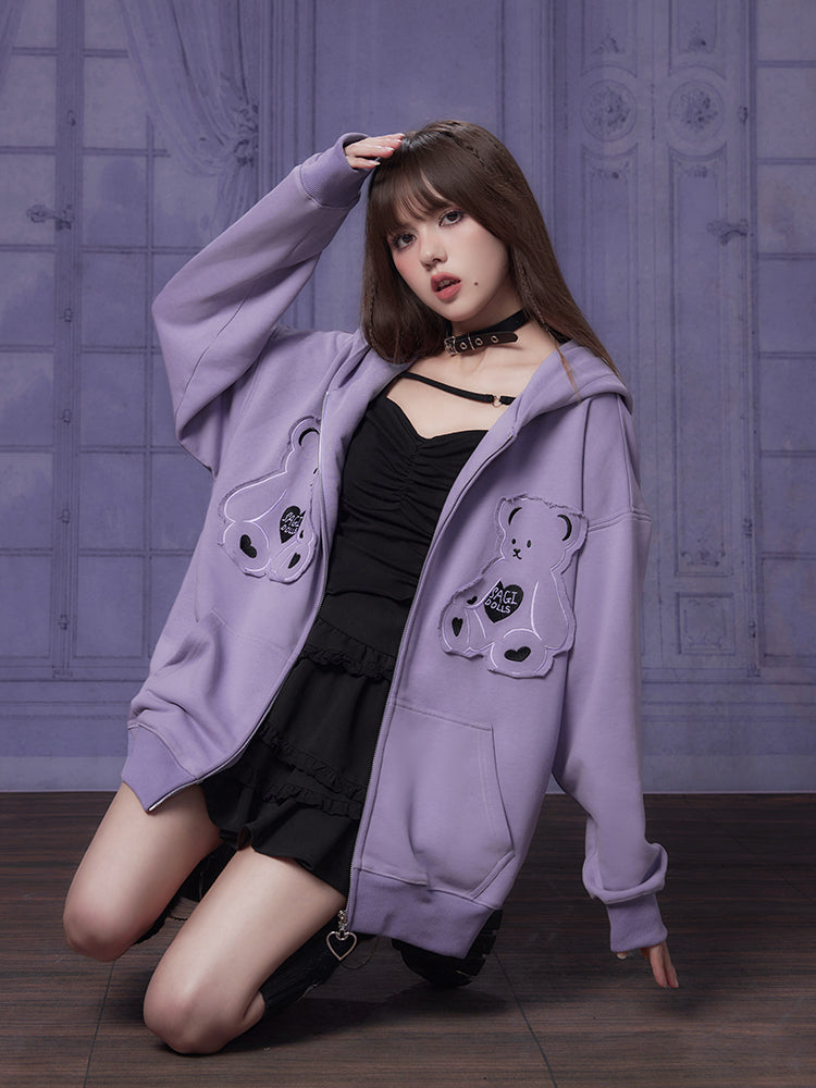 Bear Sweat Hoodie Fancy Patch Parka