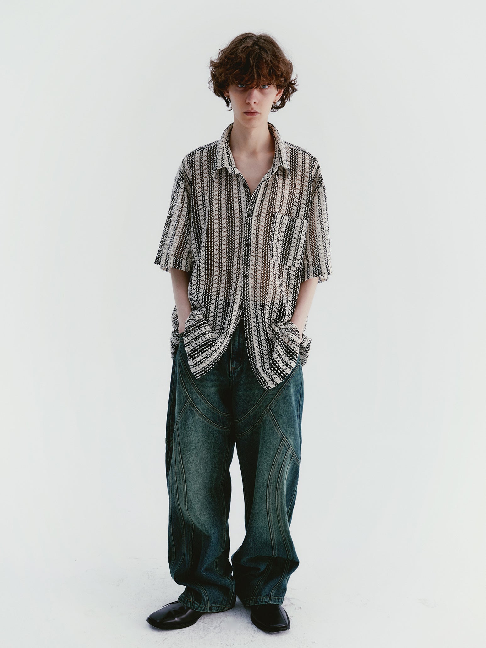 Stripe Sheer Relax Oversize Chic Shirt