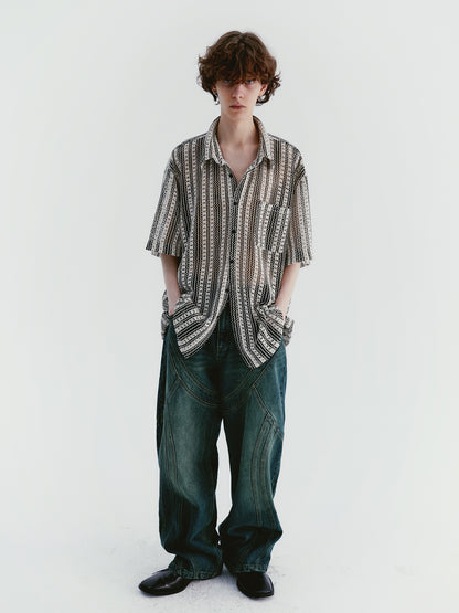 Stripe Sheer Relax Oversize Chic Shirt