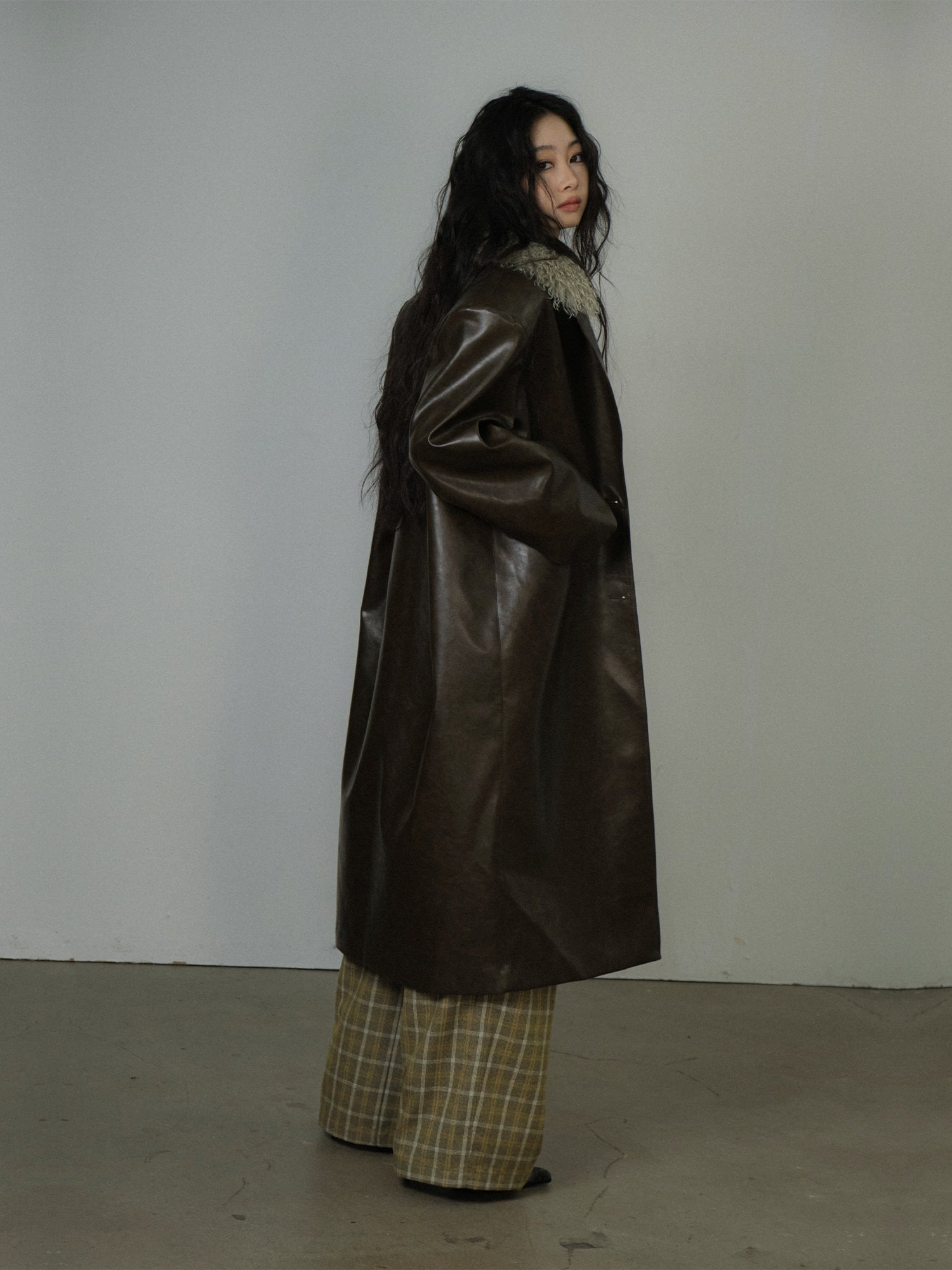 Leather Fer Cool High-End Oversize Long-Coat