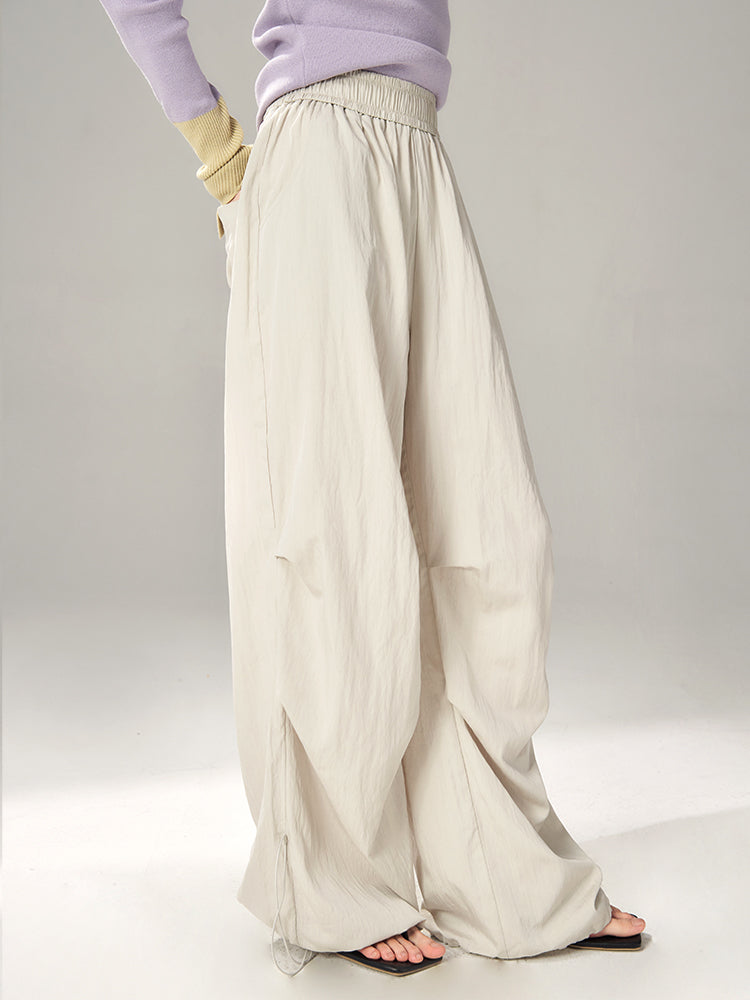 Drawstring Straight Casual Drape Pants