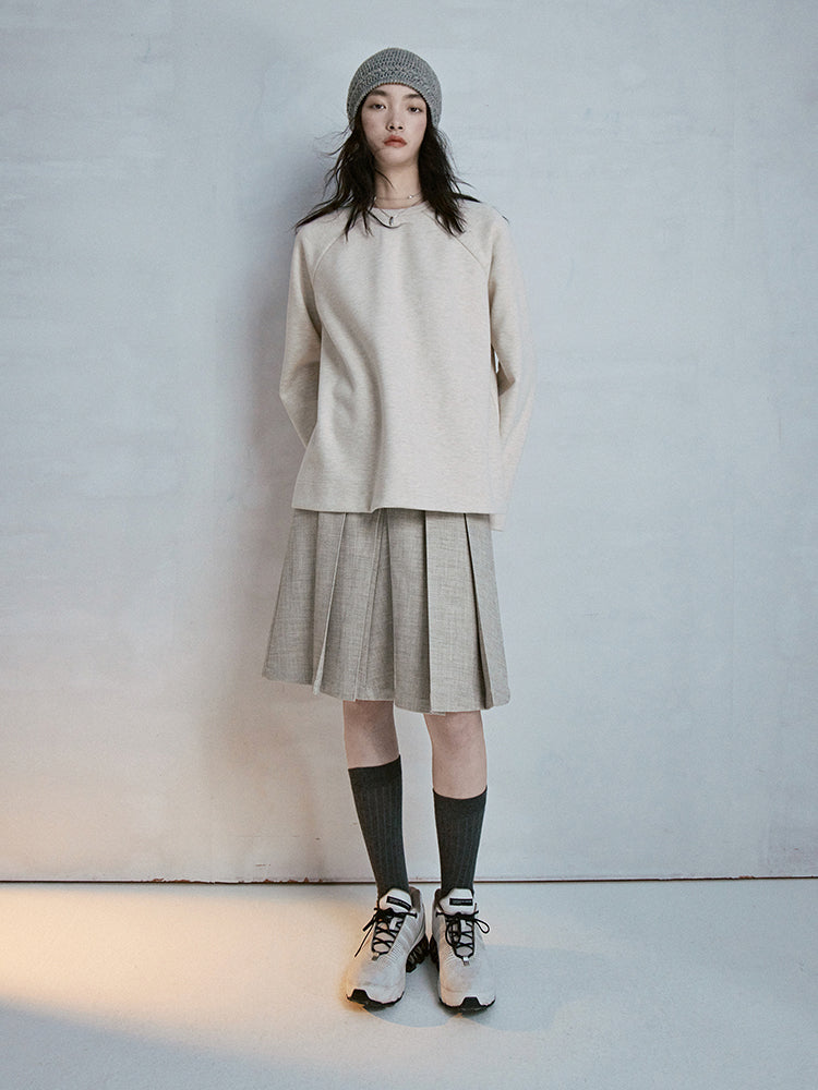 Natural Simple Oversize Crew-Neck Pullover