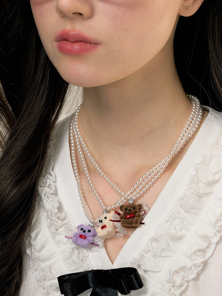 Bear Pearl Cute Fancy Necklace