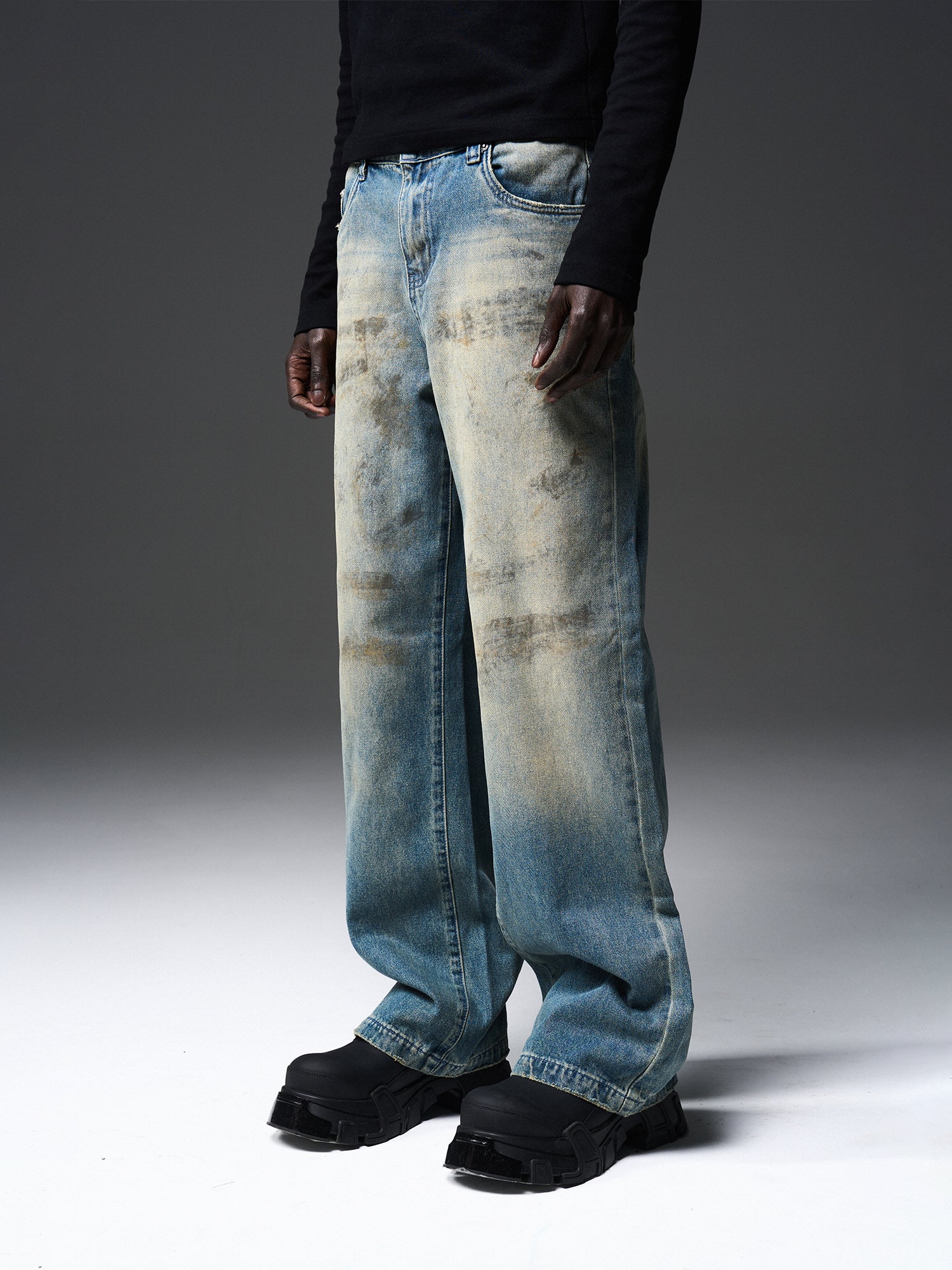 Denim Straight Casual Loose Dirt Pants