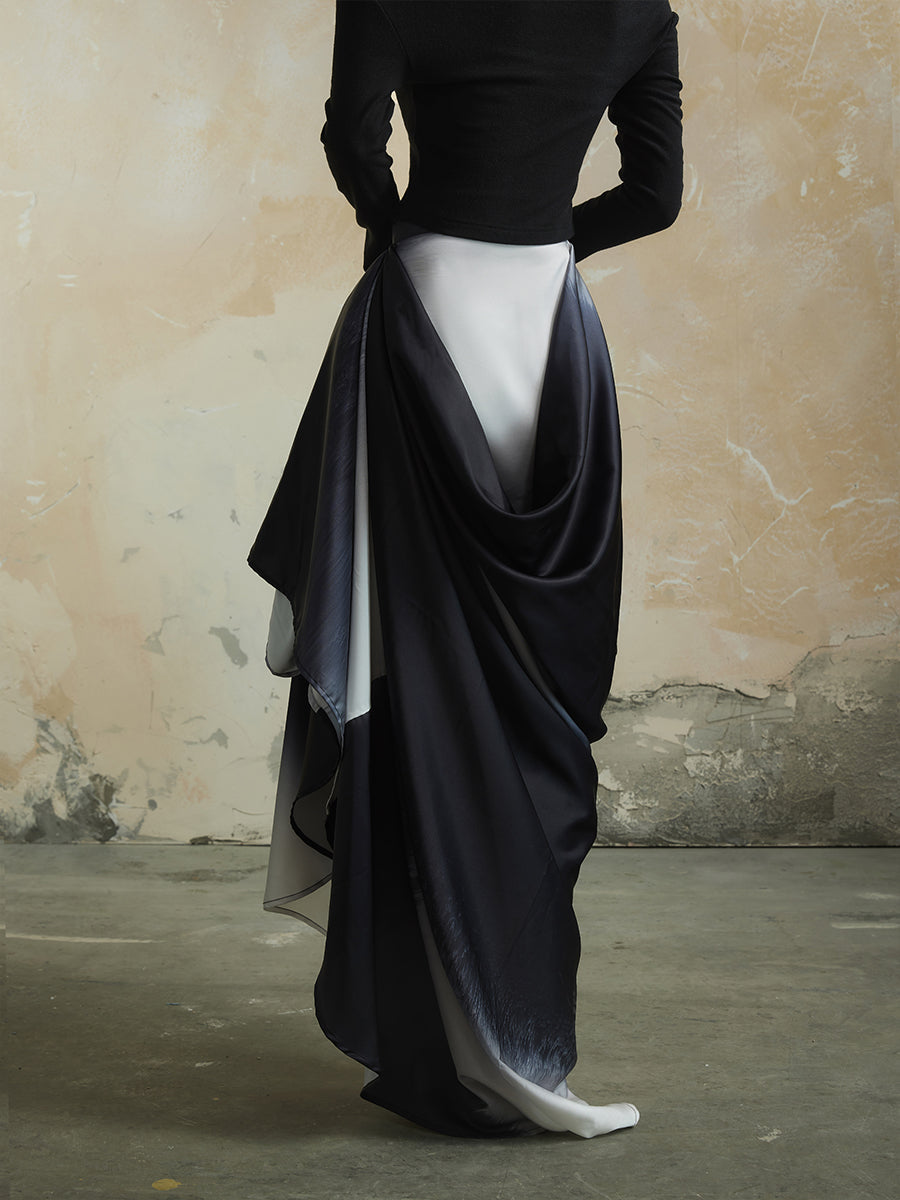 Drape Gradation Elegant High-End Chic Long-Skirt