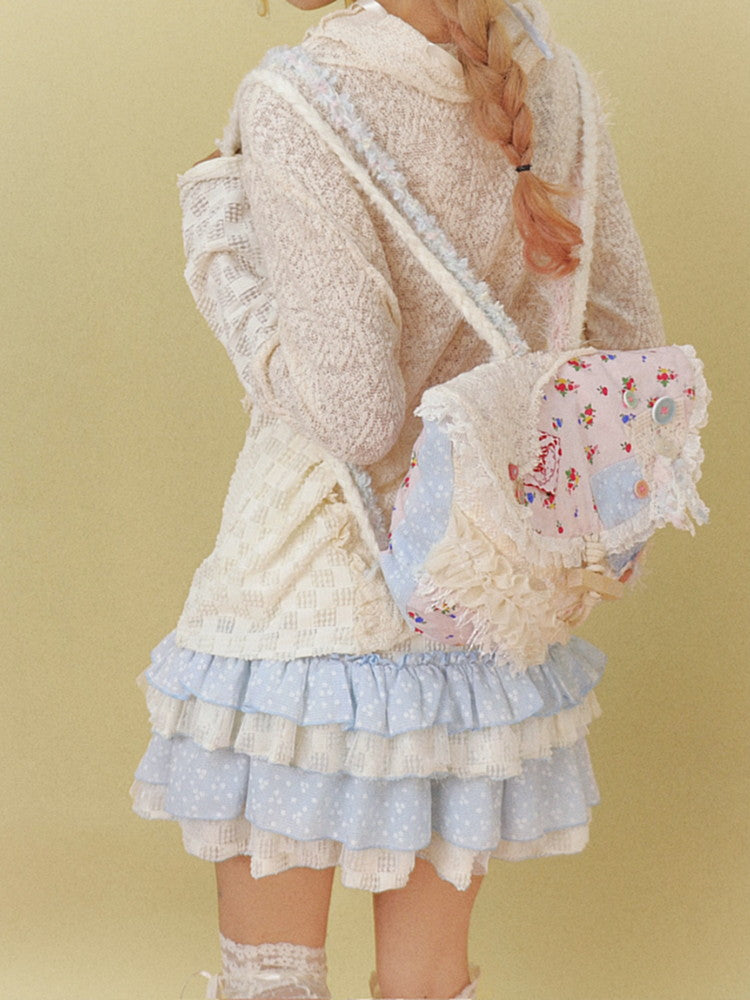 Flower Lace Frill Fancy Ribbon Cute Backpack