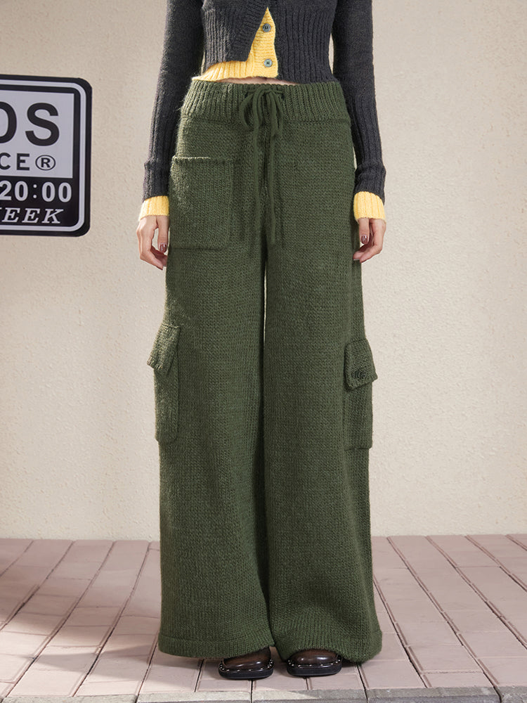 Wool Knit Loose Casual Straight Wide-Pants