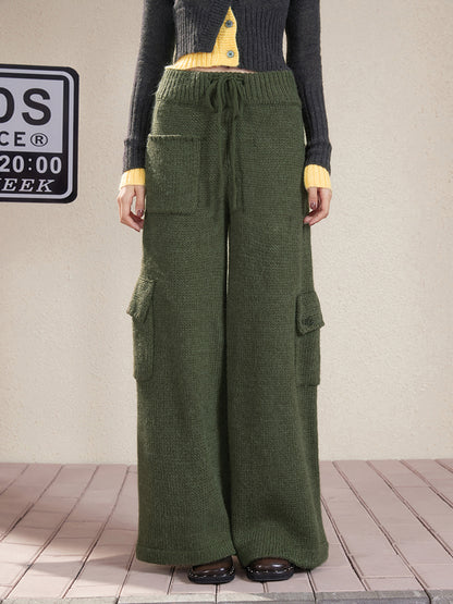 Wool Knit Loose Casual Straight Wide-Pants