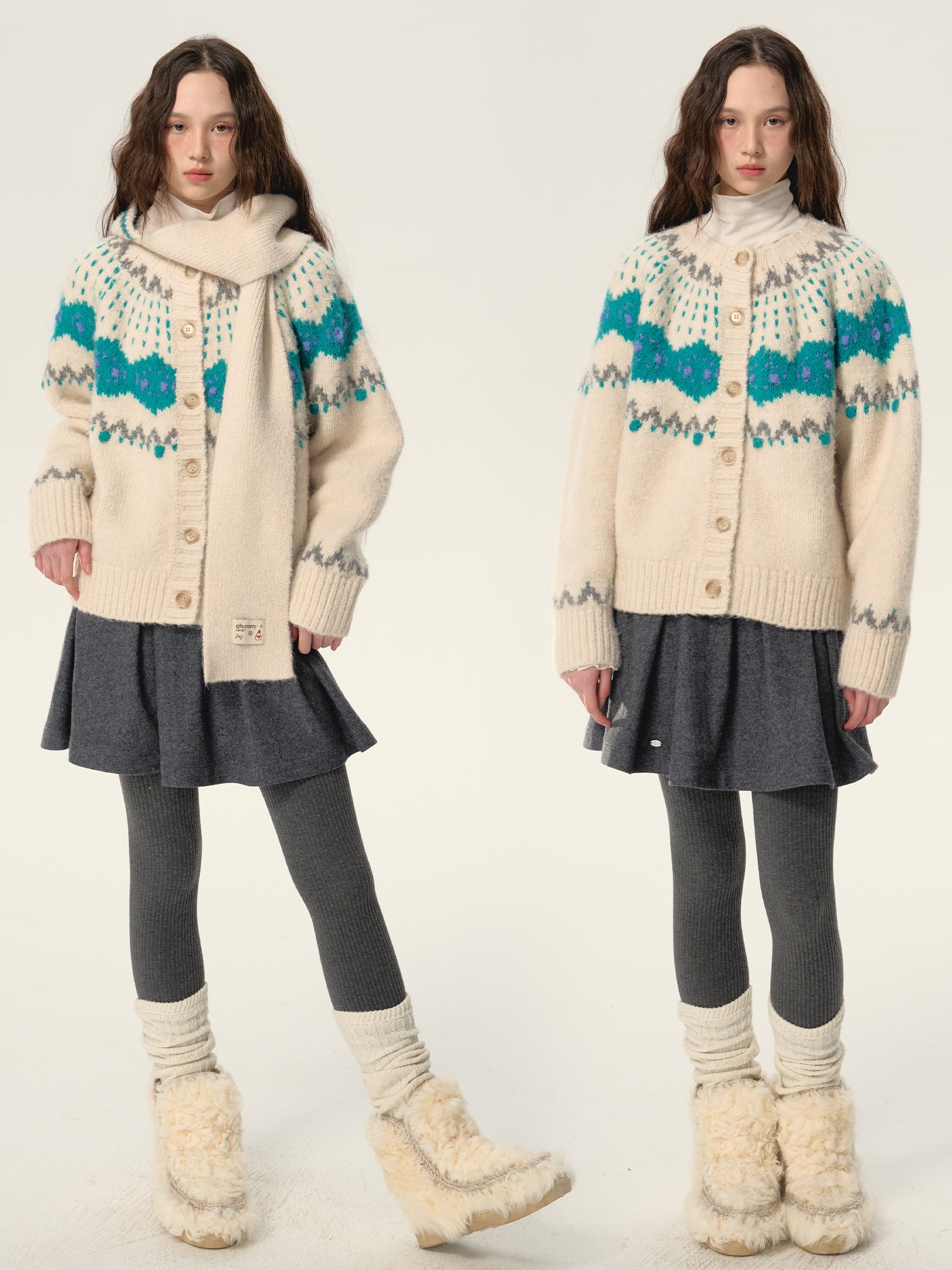 Retro Nordic Soft Hoodie-Muffler Knit