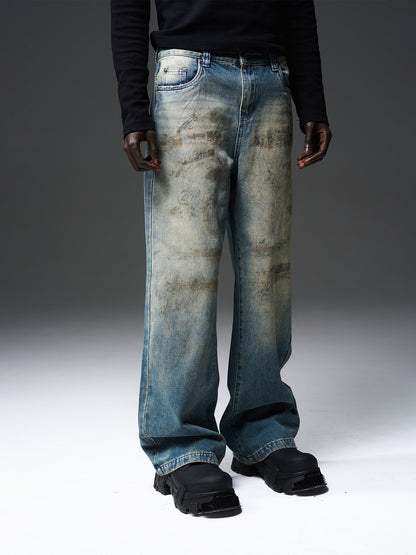 Denim Straight Casual Loose Dirt Pants