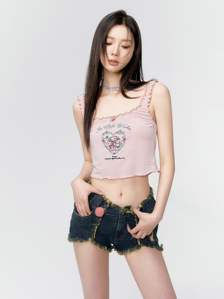 Mellow Heart Cropped Tank-Top