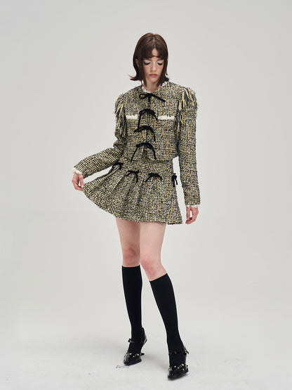 Suit Formal Tassel Ribbon Jacket＆Mini-Skirt