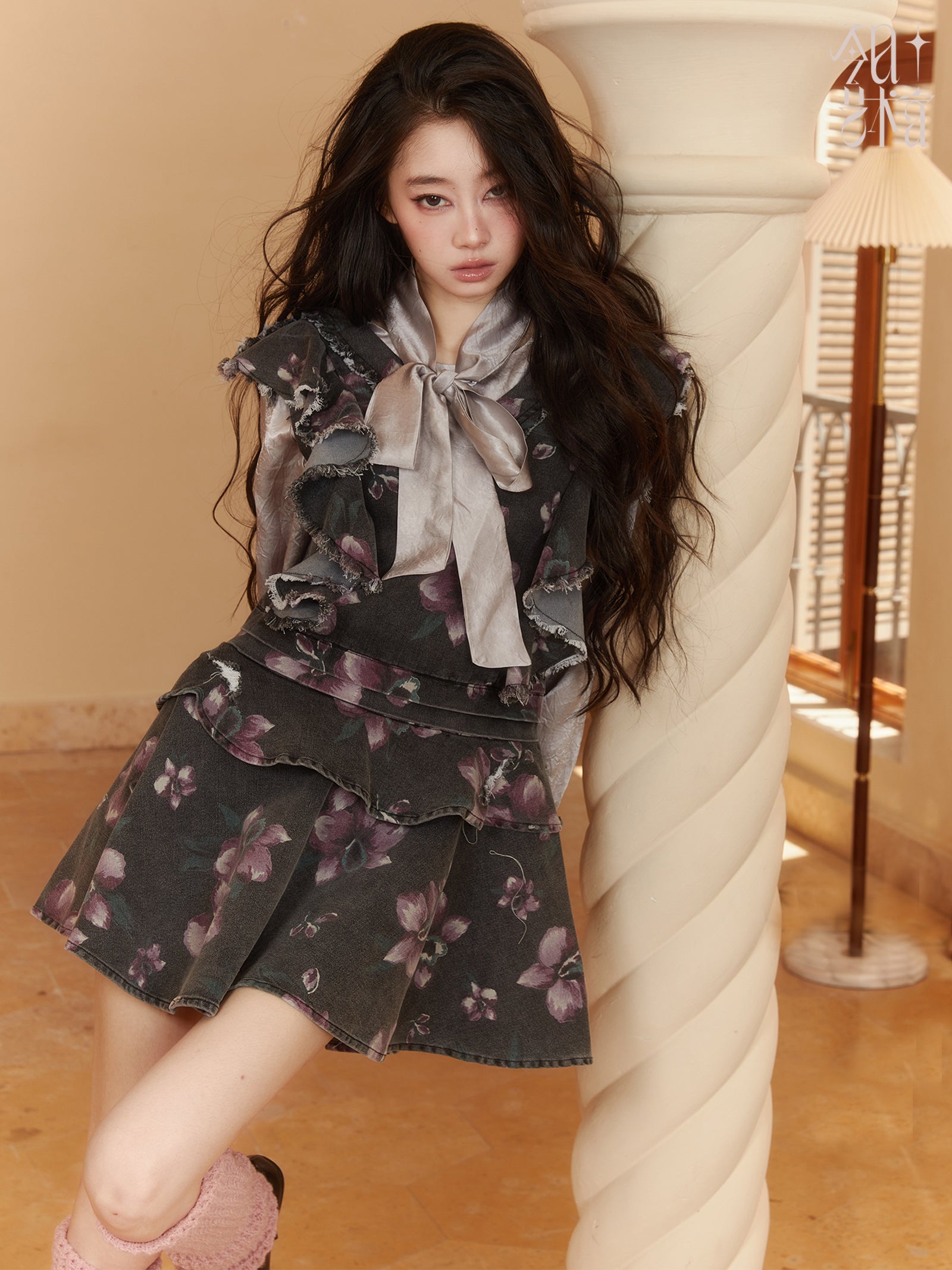 Pink Stripe Ruffle One Piece main image 1