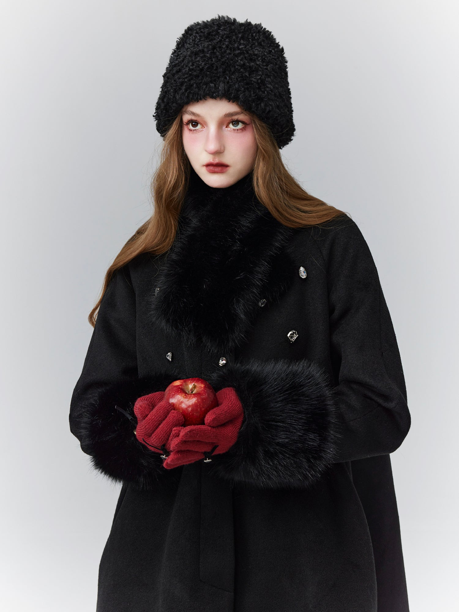 Ribbon Stone Nichi Feminine Classy Wool Glove