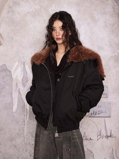 Fur-Collar Big-Collar High-End Elegant Blouson