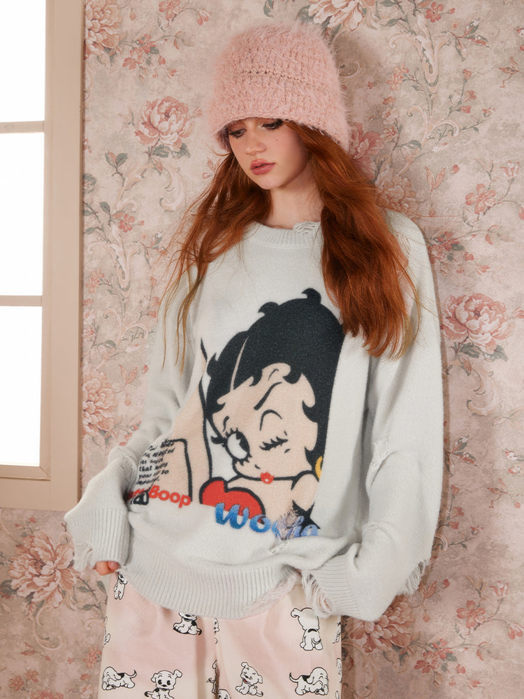 Betty Damage Oversize Casual Pop Knit