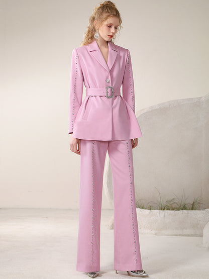 Metal Bijou High-End Set-Up Suit Loose Classy Jacaket＆Pants