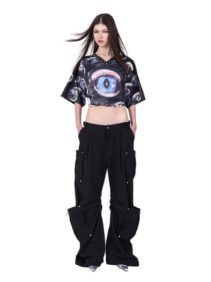 Unisex Nixhi Side-Pocket Loose Wide-Pants