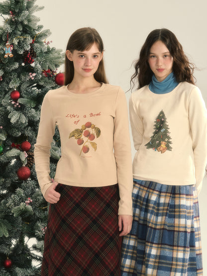 Slim Winter Christmas Round-Neck Simple Cutsew