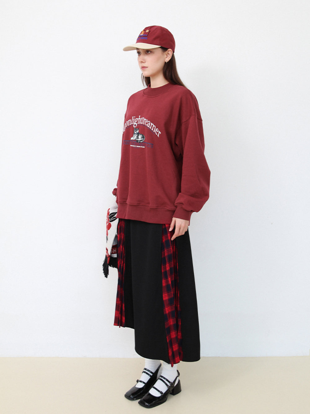 Checked Girly Retro Flare Casual Mix Long-Skirt