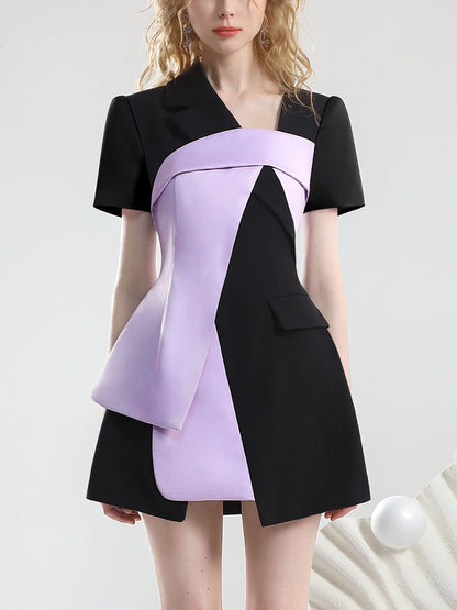 Modern Bi-Color Retro Asymmety Nichi One-Piece