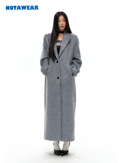 Wool Nichi Double-Collar Long Chester-Coat