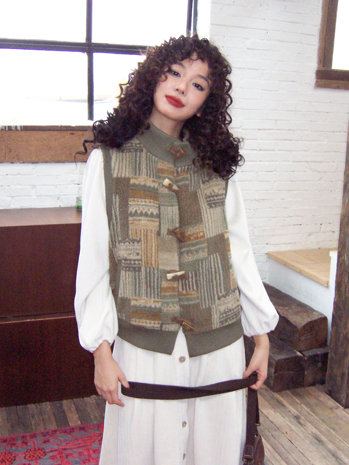 Knit Retro Patchwork Ovresize Vest