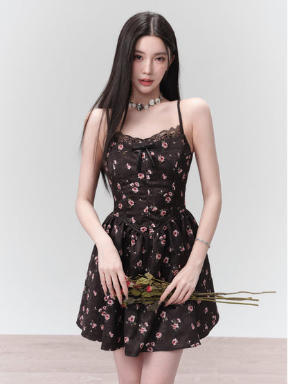 Flower Robbon Camisole Short One-Piece