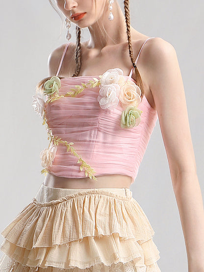 Ciffon Flower Fairy Short Pale-Tone Camisole