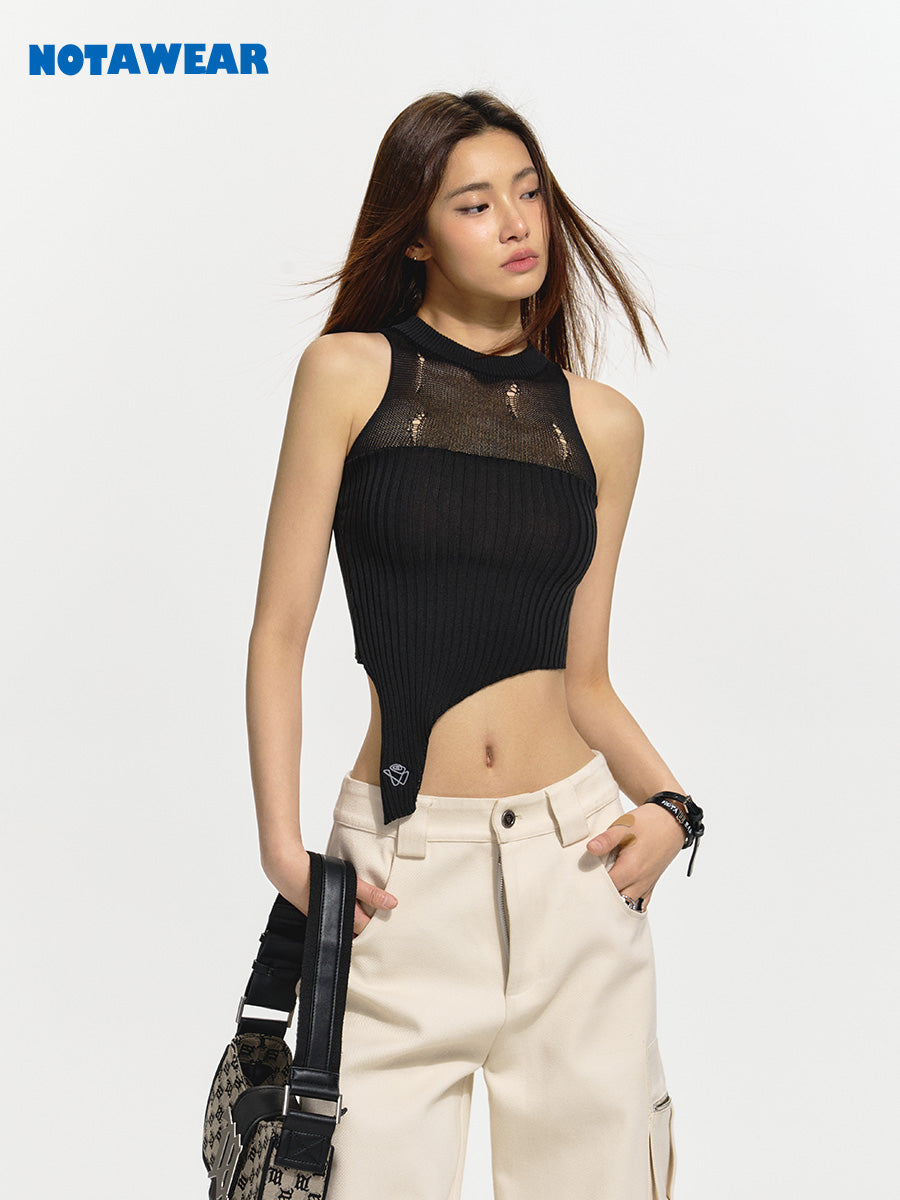 Asymmetry Unique Mesh Tight Summer-Knit