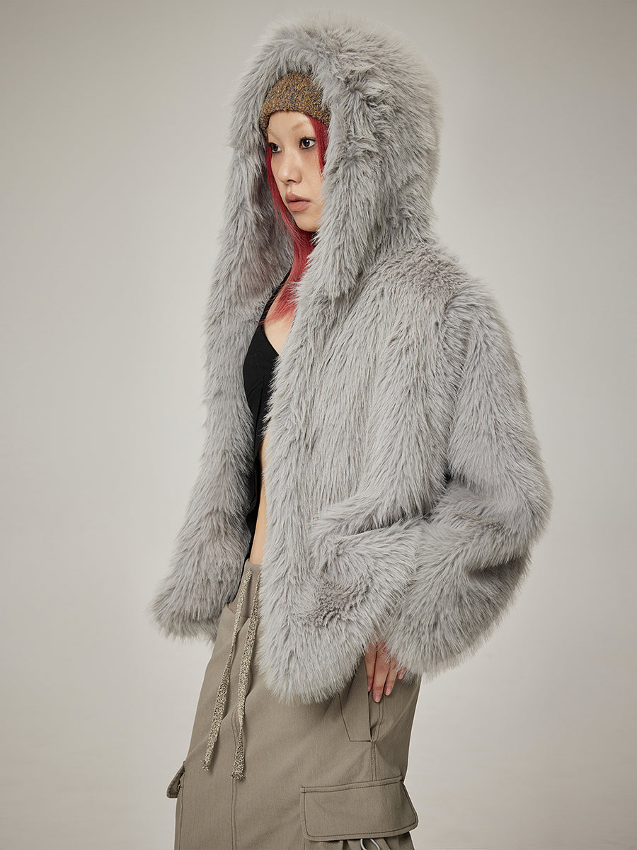 Fur Elegant Hoodie Volume Jacket – ARCANA ARCHIVE