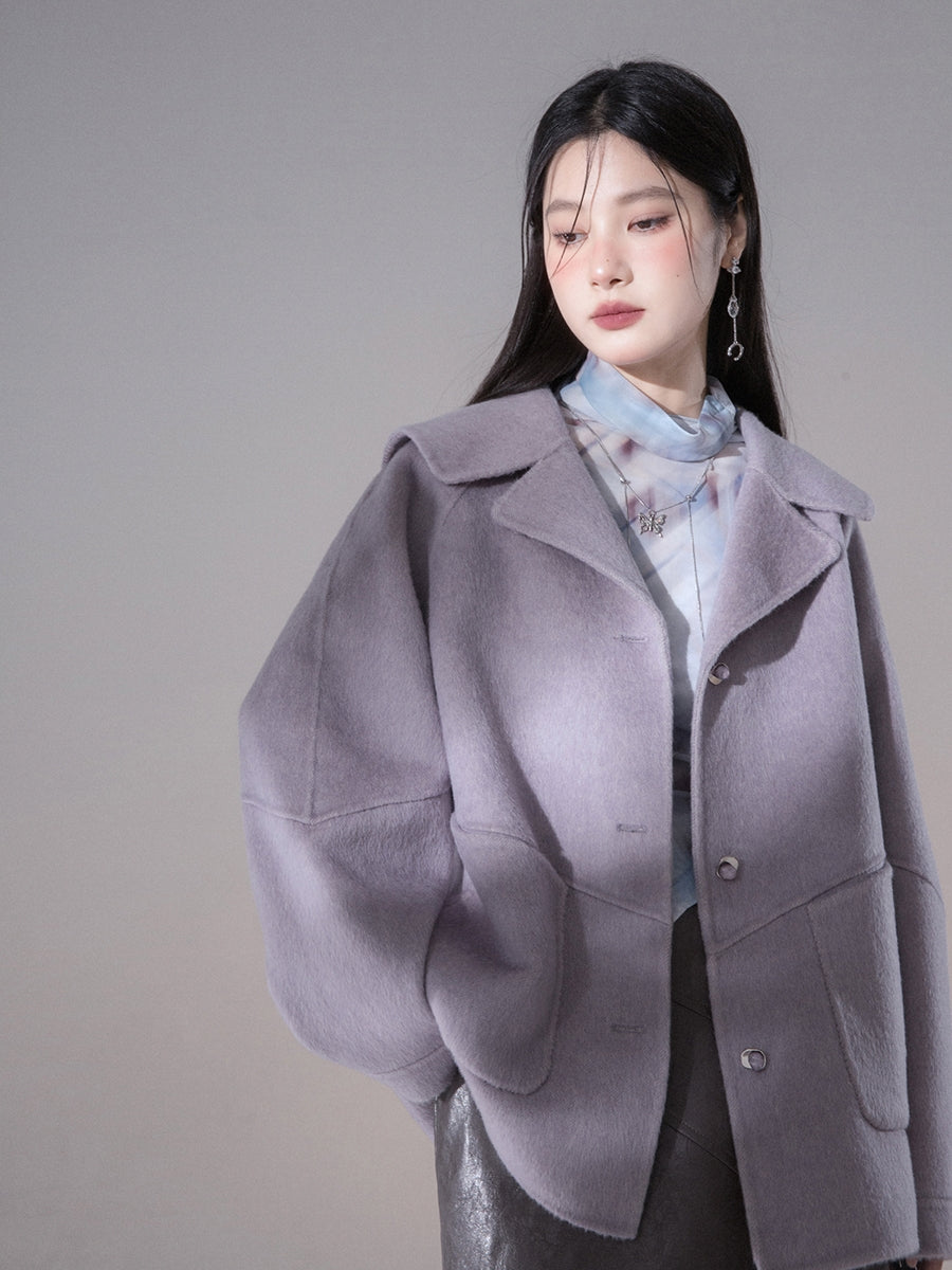 Big-Collar Retro Wool Long-Coat