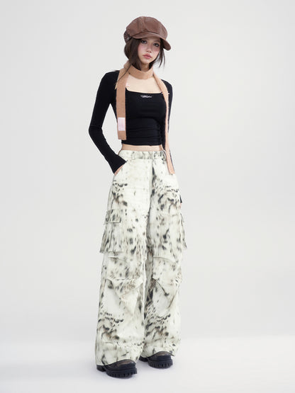 Tie-Dye Wide Side-Pocket Casual Speckled Pants