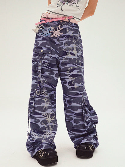 Loose Side-Pocket Cargo Camouflage Pants