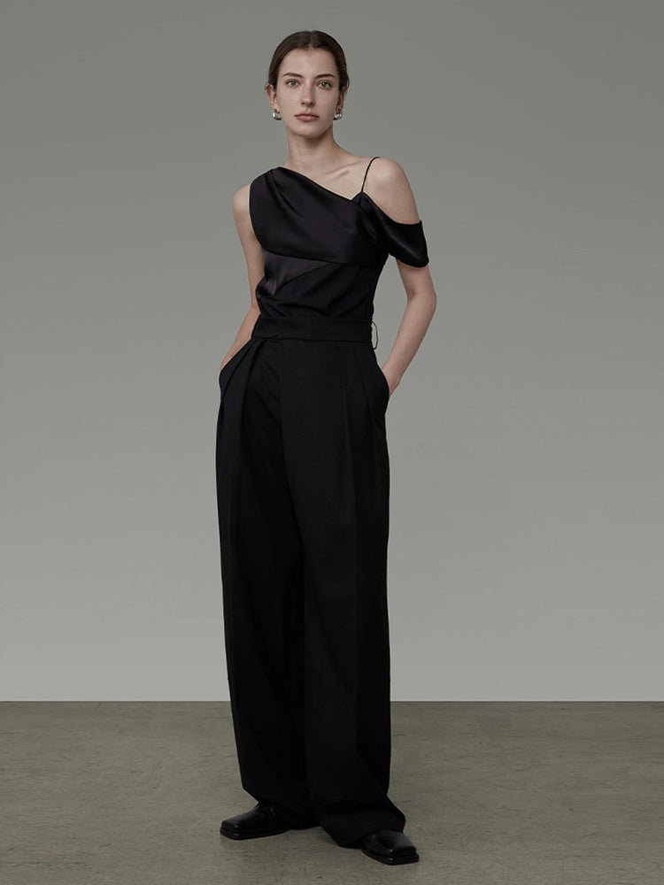 Asimmetry One-Shoulder Ciffon drapieren edle Tops