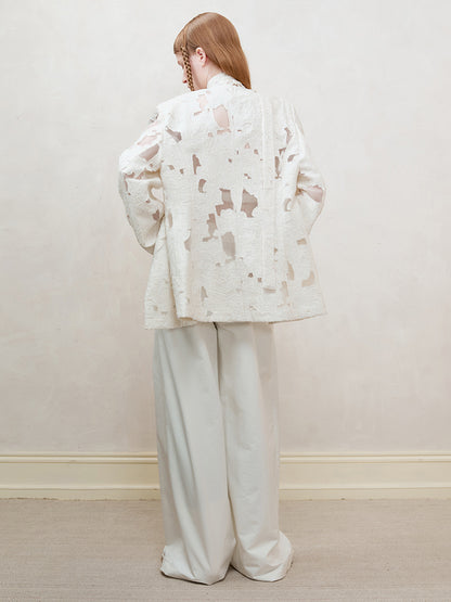 Beads Nichi See-Through Embroidery Mesh Jacket