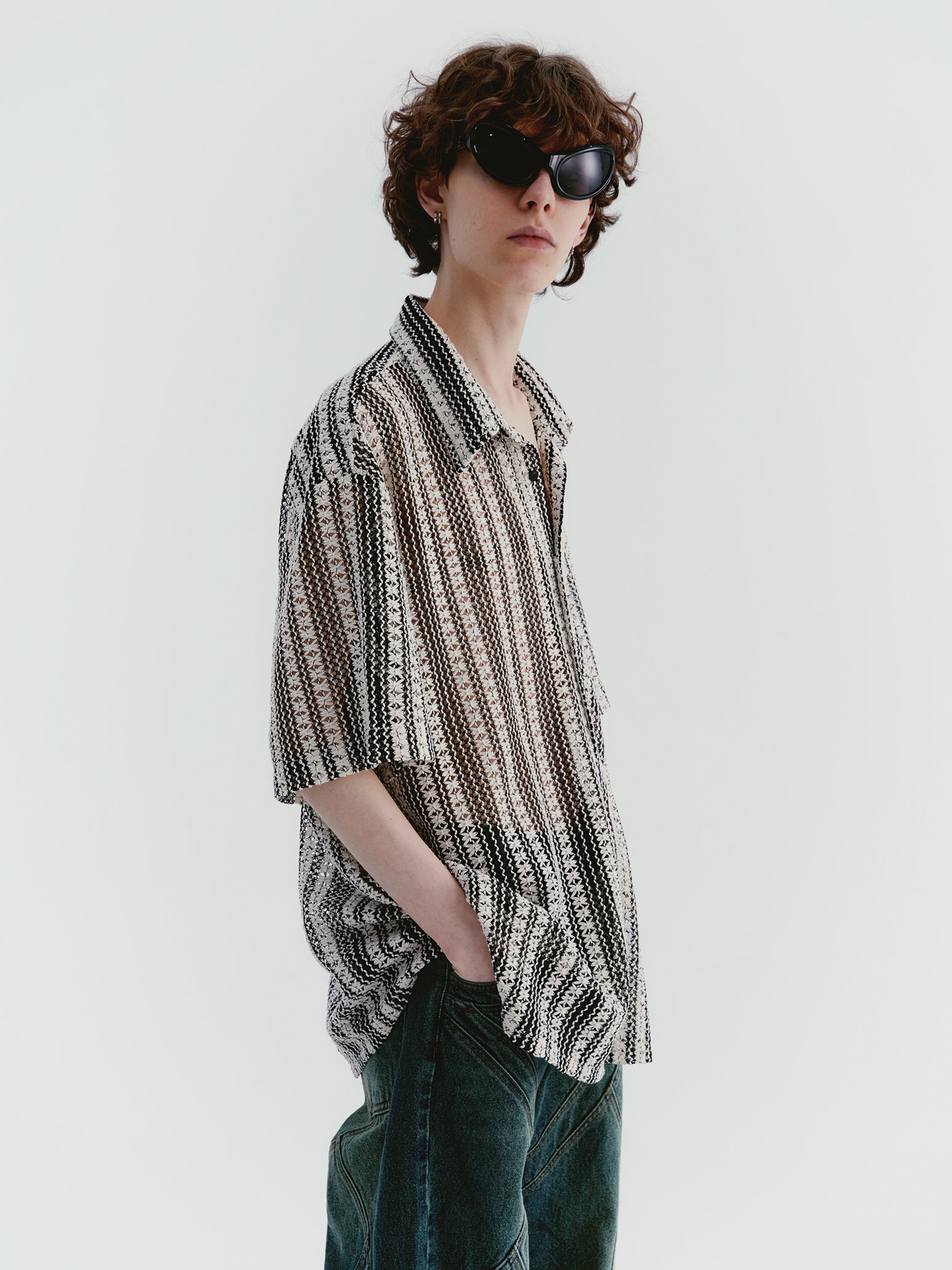 Stripe Sheer Relax Oversize Chic Shirt