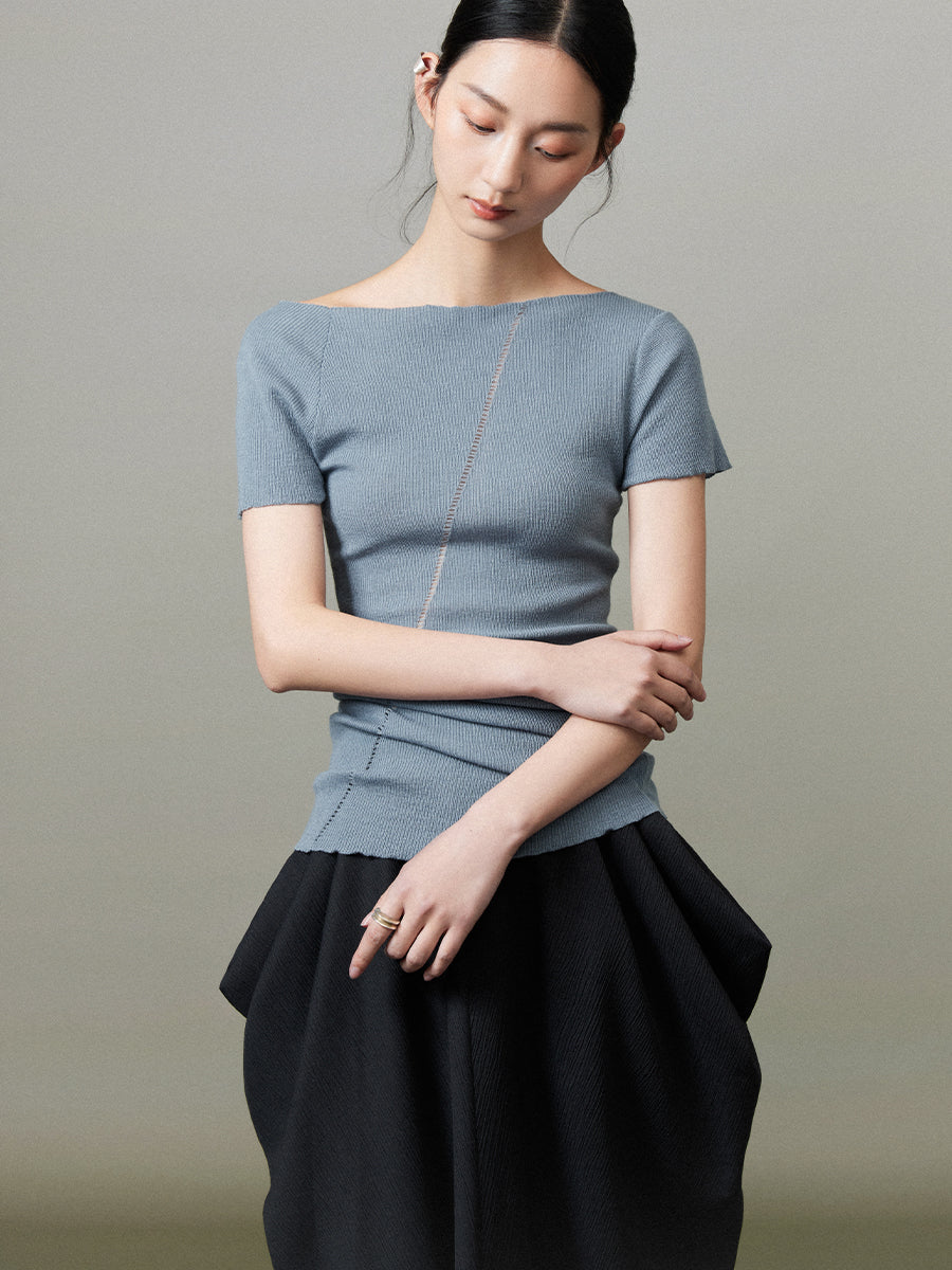 One-Shoulder Asymmetry Tight Simple Cutsew