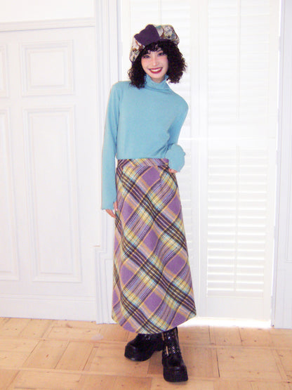 Classy Retro High-Waist Wool Flare Long-Skirt