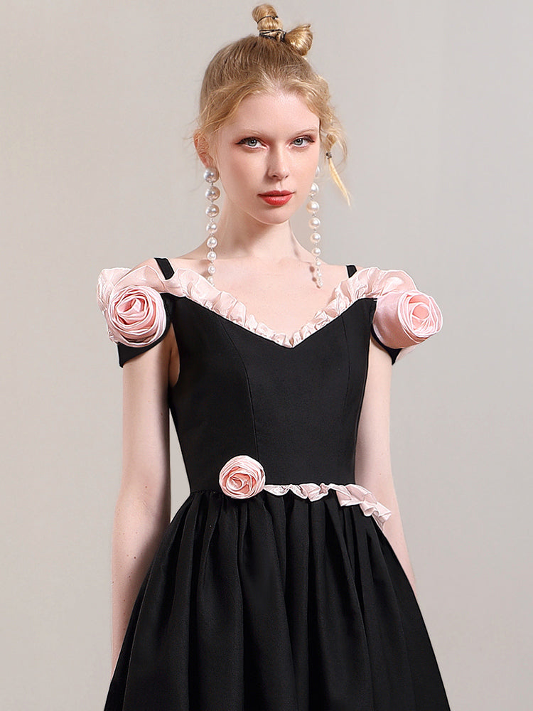 Rose Frill flower Classy Sweet One-piece