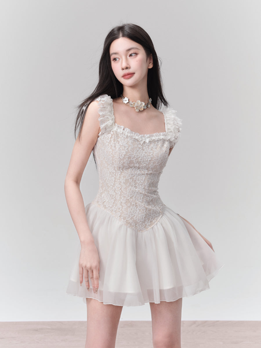 Lace Feminine Sweet Short Flower One-Piece